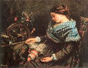 Courbet, Gustave The Sleeping Spinner oil painting artist